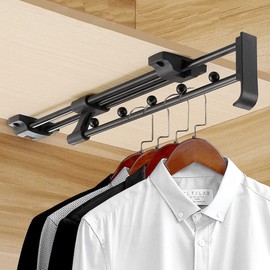 Heavy Duty Extendable Pull Out Closet Rod - Sliding Wardrobe Closet Rod for Increased Storage Space - Hanging Rod Ideal for Clothes, Towels and More - Neat Closet Storage (18.1 inch)