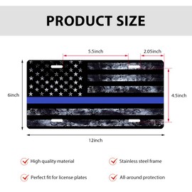 DXNQ Vintage American Flag License Plate, Personalise USA Flag Car Front License Plate Tag with 4 Screws, Aluminum Metal Rust-Proof Patriotic US Flag Vanity Tag Auto Plate Decor (Black & Blue)