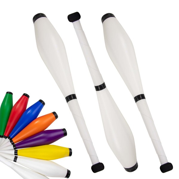 Juggle Dream Trainer Street Juggling Club Set of 3 Great Trainer Clubs - Juggling Set for Beginners and Advanced Jugglers (White/Black)