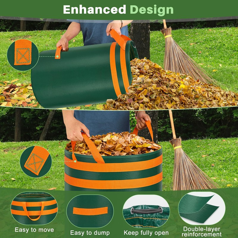 Enbagold 3X 120L Gartenabfallsack Stabil, Laubsack mit Griffen Gartensack Groß,