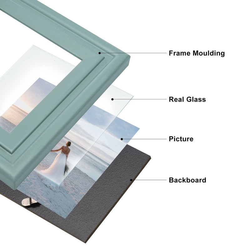 WISADD Horizontal 5X7 Picture Frames Double Hinged Wood Folding Photo