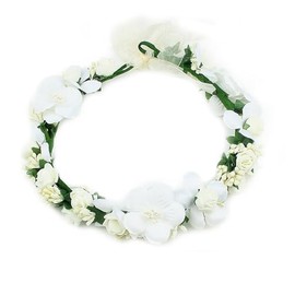 Lopsity Flower Crown Headband Women Rose Floral Crown Wedding Bridal Hair Garland Adjustable Flower Hair Wreath for Women (WHITE)