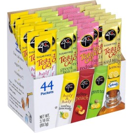 4C Iced Tea Variety Pack Sugar Free Drink Mix Green Tea Lemon Peach Tea 3.16 oz