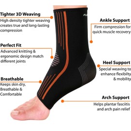 Compression Ankle Support Sleeve Plantar Fasciitis Foot Socks with Arch Support for Achilles Tendon Swelling Heel Spurs Super Breathable (S Single)