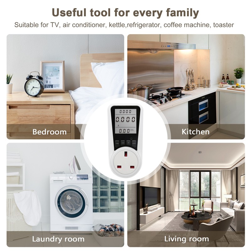 LCD Display Electricity Usage Power Meter Socket Energy Watt Voltage