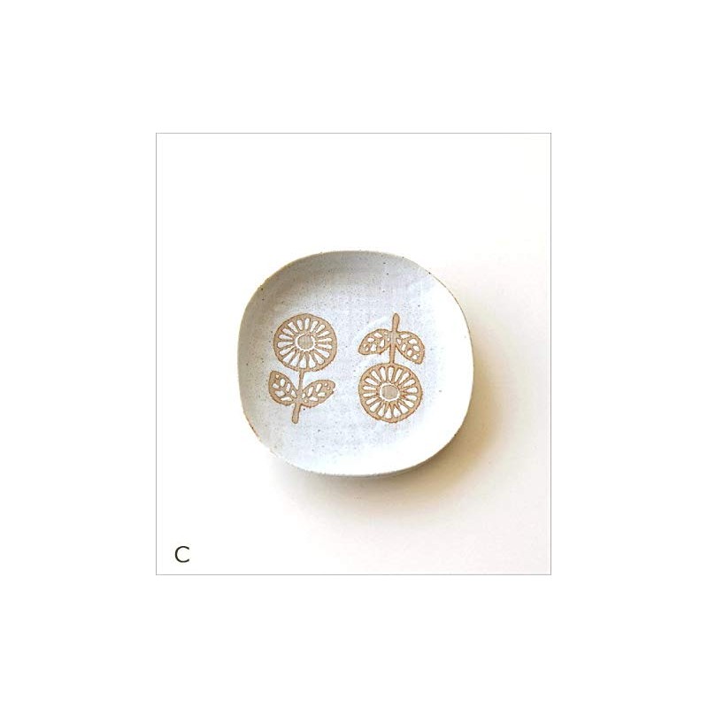 Ksn1202 Plate, Scandinavian Plate, Ceramic, Flower Pattern, Cute, Stylish, Setoyaki,