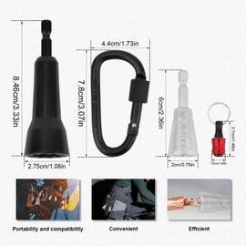 2pcs Drill Wire Twisters with 2 Bits Holder Keychains & Carabiner, Wire Twister Tool for Drill with 1/4" Chuck Wire Connector Driver Wire Stripping and Twisting Tool for Electrical Power Drill