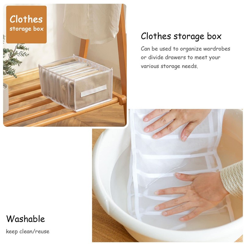 1 Pack Closet Drawer Organisers, 9 Grids Jeans Storage Box