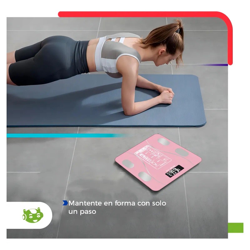 Báscula Inteligente Bluetooth Deylinghs Color Rosa Con App, 180 kg