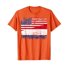 DUTCH ROOTS | Half American Flag | NETHERLANDS T-Shirt