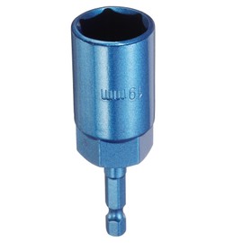 sourcing map Nut Driver 19mm Hex Drive Socket CR-V Steel Power Screw Drill Bits Socket Wrench Tools with 1/4" Quick Change Hex Shank for Power Drills Impact Drivers, Blue