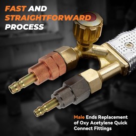 Oxy Acetylene Torch Quick Connects Fittings | Upgraded QDB10 Set with Check Valves | Fit 9/16"-18UNF B | Heavy-duty Safe and Durable leak-proof Design |Special Corrosion-Resistant Materials|OEM YBMTE