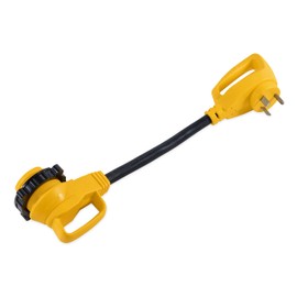 Camco 55522 18" 30 AMP Standard Male / 30 AMP 90 Degree Locking Female PowerGrip Adapter