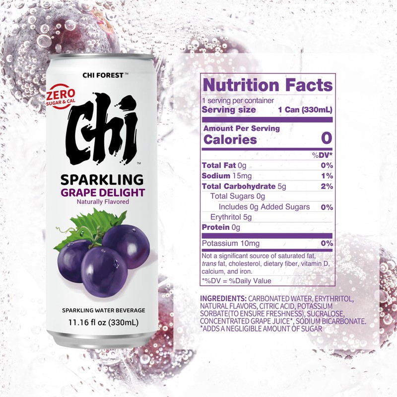 CHI FOREST Grape Delight sparkling water, 0 Sugar 0 Carolies,