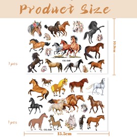 Kinretixia® 2 Sheets Horse Pattern Tattoo Set Children, Gifts for Children, Girls Gift, Temporary Tattoos, High-Quality and Durable Tattoos Party Decorations