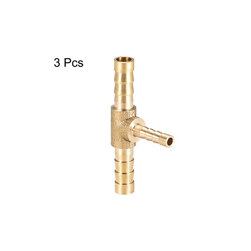 sourcing map Tee Brass Barb Fitting Reducer 3 Way, Fit