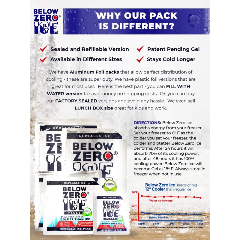 Below Zero Large Reusable Ice Packs for Coolers – Long