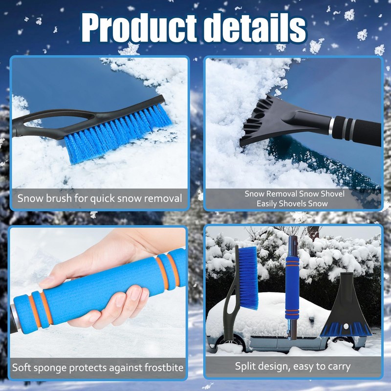 DONGSZQ Ice Scraper Car with Broom 2-in-1 Snow Brush Car,