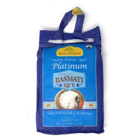Asian Kitchen Platinum White Basmati Rice Extra Long Aged 10lbs (4.54kg) ~ All Natural | Vegan | Gluten Friendly | Indian Origin