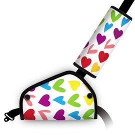 DreamsLink.LC Comfy and Soft Kids' Seat Belt Adjuster and Cover Pad, Kids' Seatbelt Cushion, Seat Belt Holder for Kids, Car Seat Strap Covers, Anti-Strangulation Neck Protection, Colorful Heart