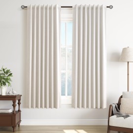 Guken Cream Blackout Linen Black Out Curtains 63 Inch Length Farmhouse Beige Light Blocking Soundproof Room Divider Curtains for Living Room Nursery Kitchen Textured Back Tab Hook Belt 2 Panels 52x63