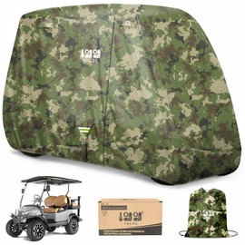 10L0L Golf Cart Cover Upgrade Extended Roof 80" Waterproof Snowproof Windproof Sunproof Durable Full Golf Cart Covers for Yamaha/EZGO/Club Car and Other Universal 2/4 Passenger Models