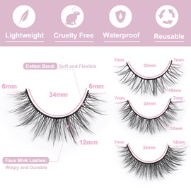 False Eyelashes Natural Look Fluffy Mink Lashes 4 Styles Wispy Natural Lashes 3D Strip Eye Lashes Pack by Kiromiro