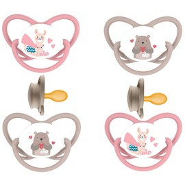 NIP Latex Natural Latex Dummy with Saying Pack of 4 Girls Size 1 0-6 Months from Birth