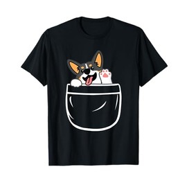 Tricolor Corgi Dog, Corgi in Pocket Design, Corgi Dog Mom T-Shirt