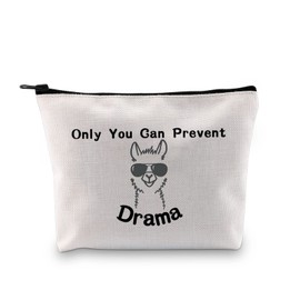 Funny Llama Gift Alpaca Makeup Bag Only You Can Prevent Drama Alpaca Toiletry Zipper Bag