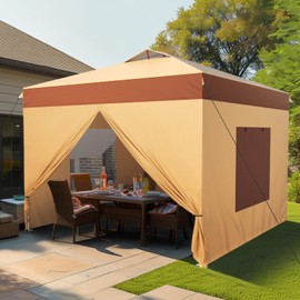 HERA'S PALACE Outdoor 10x10ft Pop Up Canopy Tent Instant Gazebo Shelter with Removable Sidewalls and Mesh Windows Waterproof for Camping Party Event Four Seasons