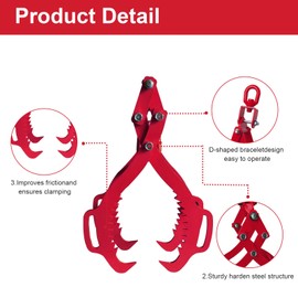 keuyyap Log Tongs, 4 Claw Log Grabber Logging Tongs, Eagle Claws Design Log Tongs Heavy Duty, 28 inch Capacity is 2660 lbs, Skidding Tongs Logging Tools for Tractors, ATVs, Forklifts, Trucks