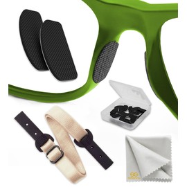 Eye Glasses Nose Support Pads - Nose Pads for Glasses Anti Slip 6 Pairs - Sunglass Nose Grip Pads (0.5 mm Black Pads & Beige Glasses Cord)