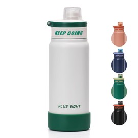 pluseight Insulated Water Bottle 650ml with Straw and Lid Stainless Steel Sports Water Bottles, Leak Proof, Flip Lid, Carry Handle for Gym, Travel, Sports (White)