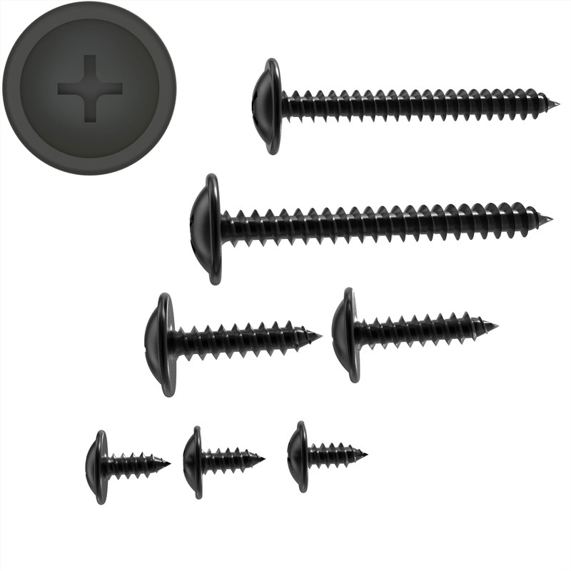 AUPROTEC Tapping Screws Phillips Flat Head with Washer Black Galvanised
