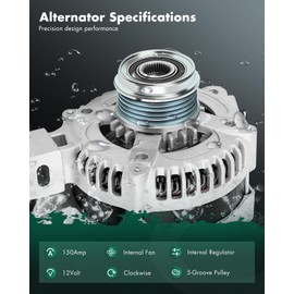 SCITOO SCITOO Alternator Fits for Volvo C70 2006, S40 V50 2005-2006, 2.4L 2.5L- 12V 150Amp CW 5-Groove Pulley, Replace OE 11054