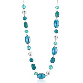 FULU AUTUMN Long Glass Crystal Beaded Necklace Beads Statement Long Necklaces for Women Fashion Jewelry Costume Gift(10-Sea green)