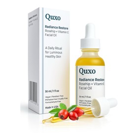 Generic Quxo Radiance Restore Rosehip & Vitamin E Facial Oil for Face, Neck & Dcollet C Lightweight Nourishing Formula C Non-Greasy, Fast-Absorbing, Vegan, Fragrance-Free C 30ml