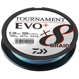 Daiwa Tournament x8 Braid EVO+ 0.30 mm, 23.4 kg/51.6 lbs, 300 m, multicoloured, braided fishing line, 12762-130