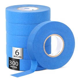 WUFANC Painter's Masking Tape 24 mm x 50 m, 6 Rolls Blue Painter Masking Tape, Easy to Remove, No Residue, Painter's Tape Suitable for Strong Adhesion, for Painters and Renovation Work