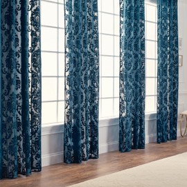 Chanasya Premium Devore Sheer Grommet Curtains - Classy, Light Filtering Drapes for Living Room or Bedroom - 52" x 108" - Blue, 2 Panels