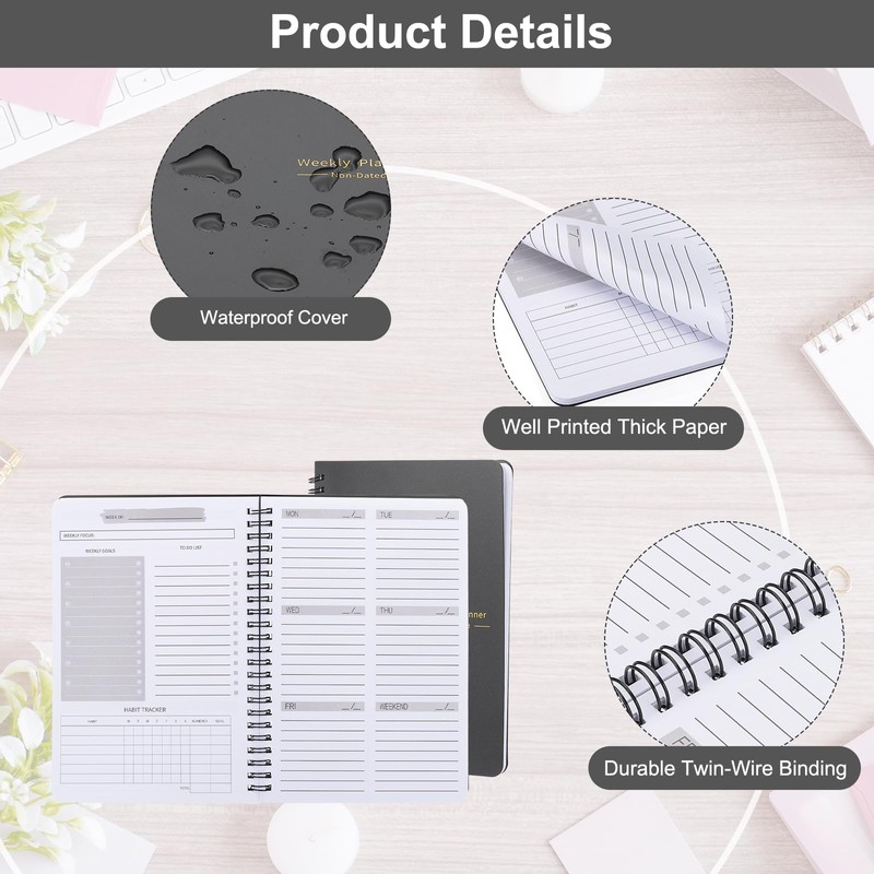 PATIKIL Weekly Goals Notebook, A5 8.3 x 5.7 Inches 52