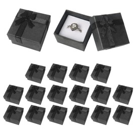 Nideen 18 Pack Ring Gift Boxes Bulk, 4× 4cm Jewellery Gift Boxes with Bow-knot, Cardboard Small Gift Boxes for Jewellery Ring Earring Display and Gifting, Black