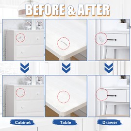 Wood Touch Up Paint, 1.5 fl Oz White Pen for Furniture, Fast Drying Wood Paint, Quickly Repairs Any Scratches Chips Blemishes on Cabinets, Doors, Tables, and Dressers, for Both Interior and Exterior Use