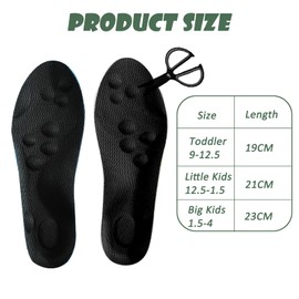 Kids Memory Foam Insoles Sport Comfort Child Replacement Insole Shoe Sole Inserts for for Children and Toddler, Cut-to-Size (Black, 23CM Big Kids 1.5-4)
