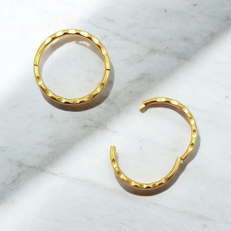 24K Gold Plated On 925 Sterling Silver Facet Hoop Earrings