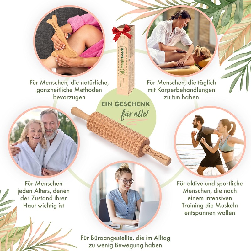 MagicBeech 100% Beech Wood Massage Roller - Wooden Massage Roller