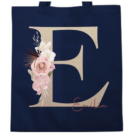 Geschenk mit Namen personalisiert by Shirtracer - Cotton Bag - Initials - Initial Letter Name, 4 Navy Blue