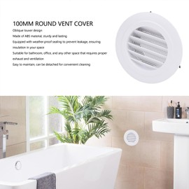 100mm Round Vent Cover, 4 Inch ABS Exhaust Vent Oblique Louver Grille Cover, Weather Resistant Easy to Clean Louvered Grille Cover Air Vent, Air Exterior for Bathroom, Office