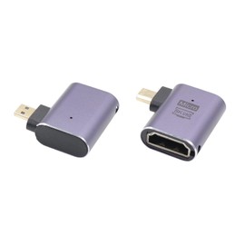 RIIEYOCA 90 Degree Right Angle UHD 8K Micro HDMI to HDMI Adapter, Standard 48Gbps High Speed 2.1 Extender Micro HDMI Male to HDMI Female Support 8K @ 60Hz, 4K @ 120Hz (2-Pack)